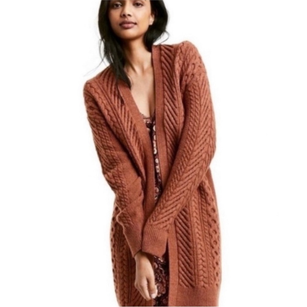 NEW Nili Lotan x Target size XL Sweater Rusty Orange Brown Cabled Cardigan